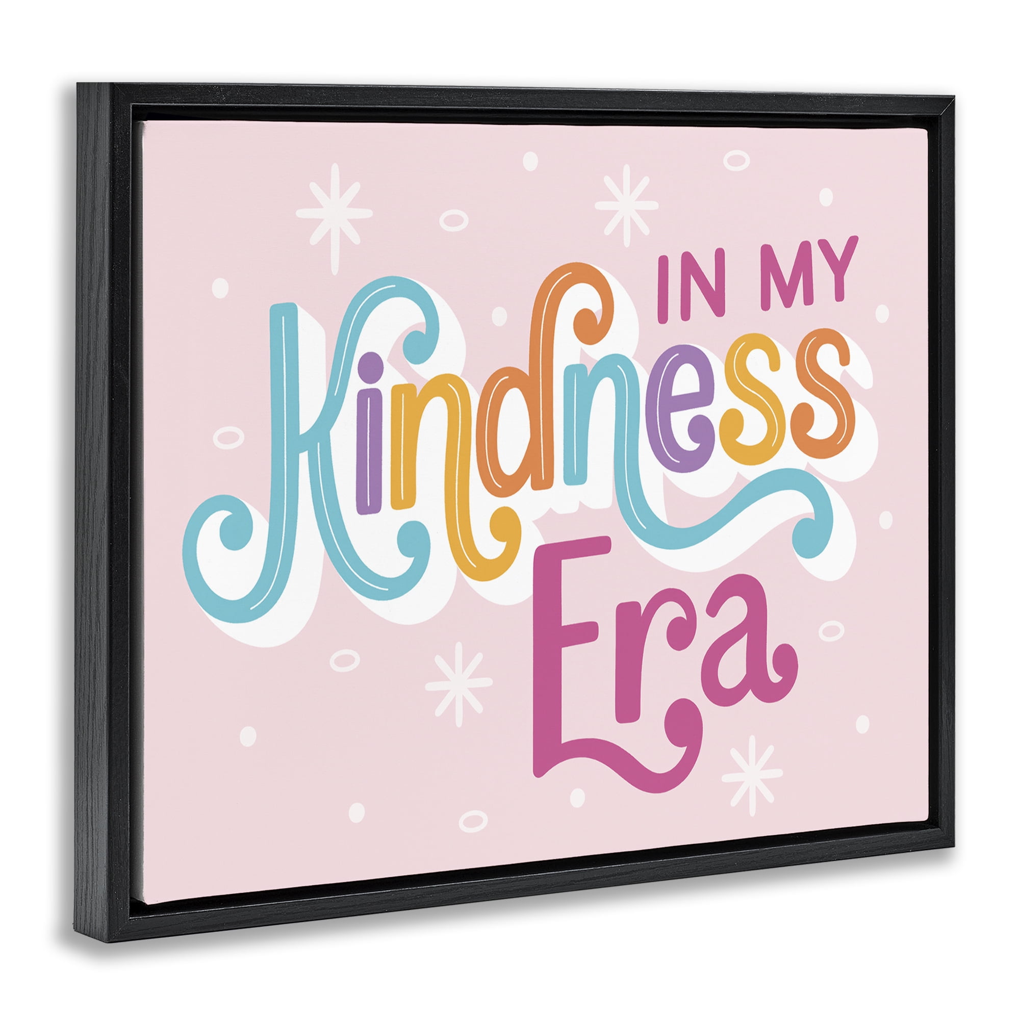 Stupell Industries Pastel Kindness Era Text & Numbers Painting Black Floater Framed Canvas Art Print Wall Art, 21 x 17