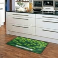 thumbnail image 5 of Coolnut St.Patrick's Day Kitchen Rug 39"x20", Beautiful Clover Leaves Shamrock Green Plaid Non Slip Washable Cushioned Carpets Polyester AntiFatigue Comfort Porch Floor Mat for Washroom Bedroom, 5 of 7