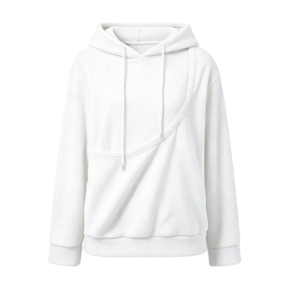 Jamsmile Women Hoodies Casual Solid Color Long Sleeve Hoodie With Pets Pockets Round Neck Fall Winter Oversized Sweatshirts