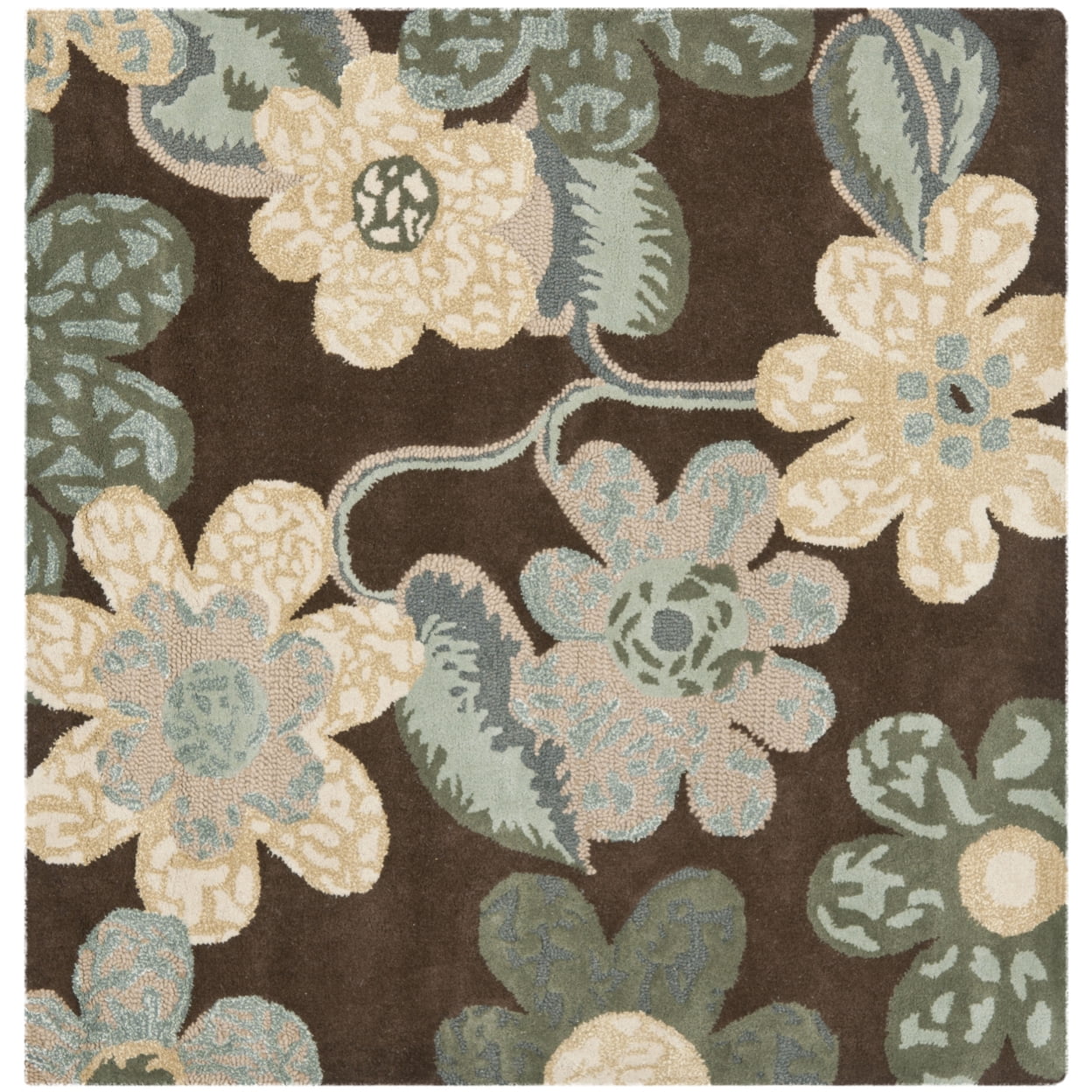 SAFAVIEH Bella Dayna Floral Flowers Wool Area Rug, Brown/Multi, 8' x 10'