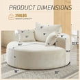 thumbnail image 5 of FFH 55" Oversized Round Chaise Lounge, Cloud Lazy Sofa Chair with Cylindrical Backrest Pillow, Chenille White, 5 of 11