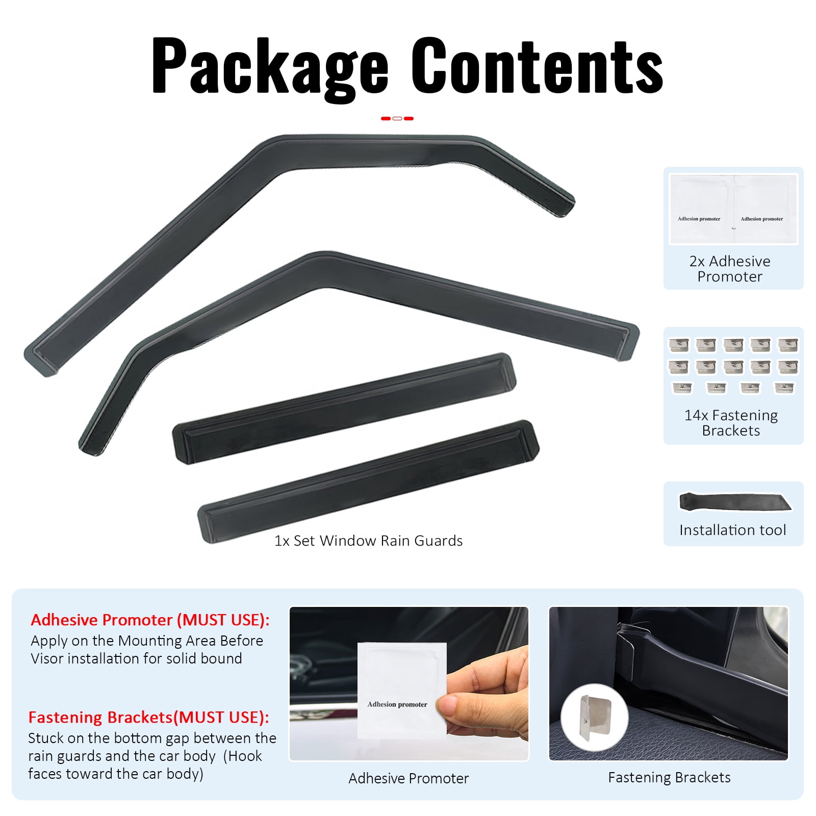 Ikon Motorsports In-Channel Window Visors Sun Shade Vent Rain Guard Deflectors for 2020-2025 Land Rover Defender 110 & 130 Black PC Polycarbonate 4PCS