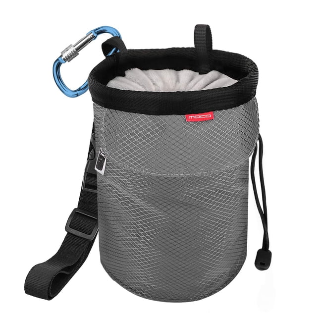 Bolsa de Magnesio MoKo para Escalada con Cordón y Bolsillos - Gris