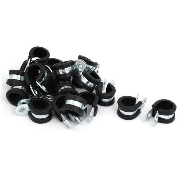 16mm Dia Rubber Lined R Shaped Zinc Plated Pipe Clip Cable Clamp 20pcs(16 mm Dia recubierto de caucho R en forma de zinc galvanizado Clip de tubo abrazadera de cable 20pcs