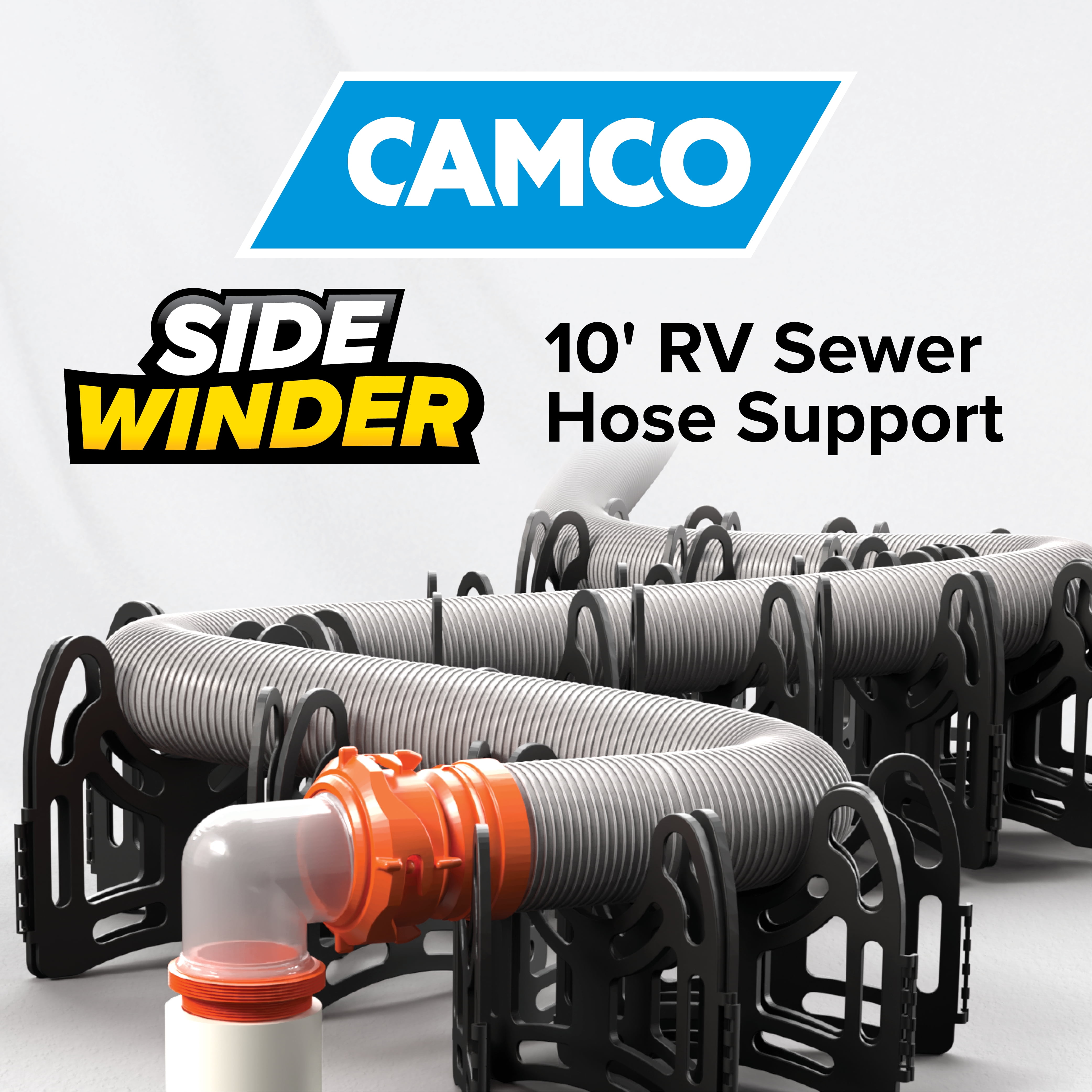 (2 pack) Camco Sidewinder 10-foot RV Sewer Hose Support - Black, Plastic (43031)