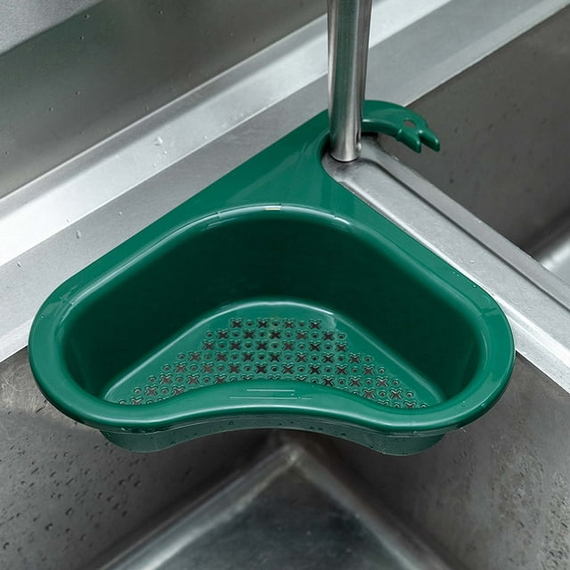 Faucet Hanging Filter Basket,Faucet Hanging Filter Basket for Kitchen Sink,Kitchen Sink Drain Basket Swan Drain Rack,Hanging Basket,Multifunctional Kitchen Triangular Sink Food Catcher Filter