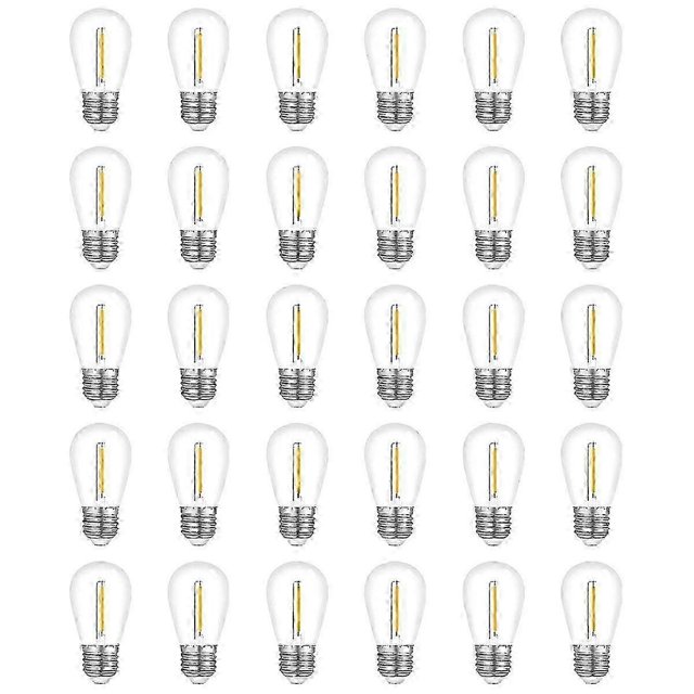 30-Pack Outdoor String Light Bulbs, Waterproof S14 Replacement Bulb, E26 Base Warm White-Yvan 26-27s