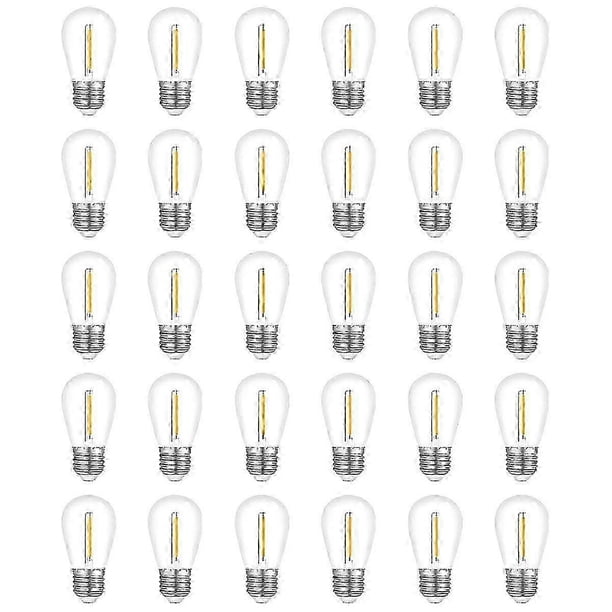 30-Pack Outdoor String Light Bulbs, Waterproof S14 Replacement Bulb, E26 Base Warm White-Yvan 26-27s