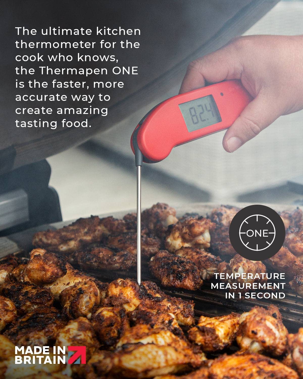 Waterproof Thermapen One | One Second Instant Read Meat Cooking Thermometer | Auto-Rotating Display, Waterproof | White | ThermoWorks