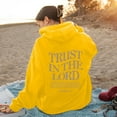 thumbnail image 3 of LEKDFST Trust In The Lord Graphic Hoodies for Women Teen Girsl Christian Faith Sweatshirts Bible Verse Religious Hoodie Pullover Tops Yellow L, 3 of 4