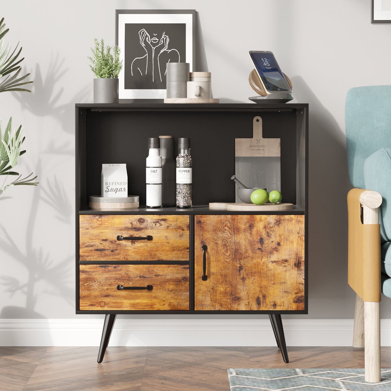 Furmax Accent with Door & 2 Drawers, Floor Storage with