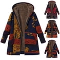 thumbnail image 2 of Tejiojio Clearance Vintage Renaissance Outfits Womens Winter Warm Outwear Floral Print Hooded Pockets Oversize, 2 of 7