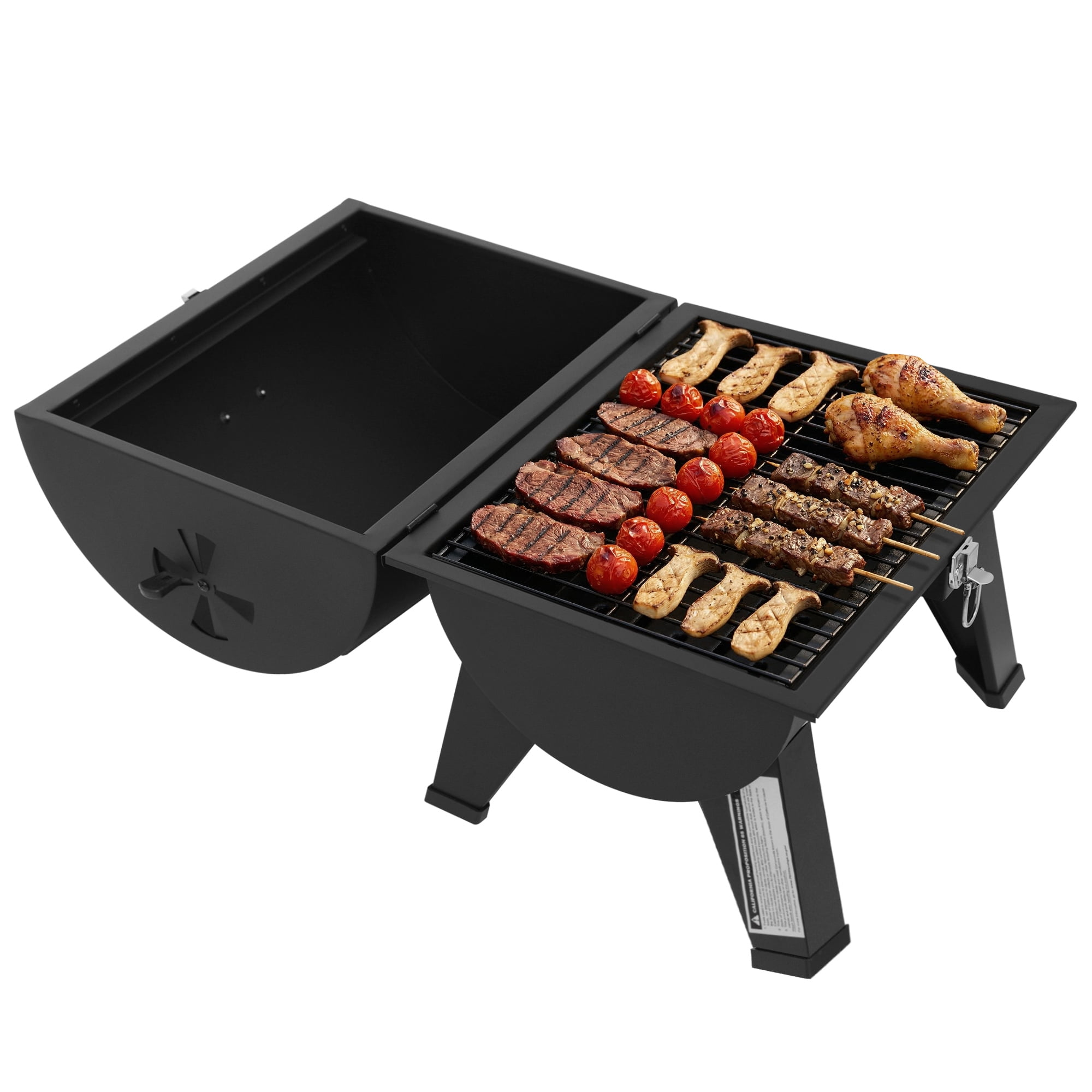 Royal Gourmet Portable Charcoal Grill with Two Side Cooking Area, Outdoor Compact BBQ Grill for Backyard Camping, CC1619