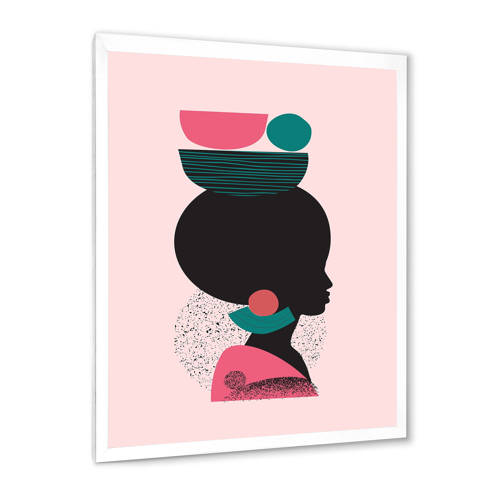 Designart 'Ethnic Geometric Silhouette of African American II' Modern Framed Art Print