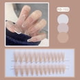 thumbnail image 1 of Press On Nails HUOGUO Long Nude White con líneas de borde x24, 1 of 5