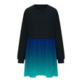 thumbnail image 4 of IROINNID Long Sleeve Dress for Women Oversized Fit&Flare Dress Round-Neck Ladies Patchwork Mini Dresses,Blue, 4 of 5