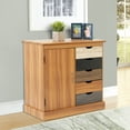 thumbnail image 2 of OS Home and Office Furniture 39.25" 5-Drawer Modern Wood Cabinet in Yellow Oak, 2 of 6