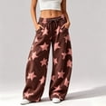 thumbnail image 2 of Uvwlwu Women Star Print Wide Leg Sweatpants Elastic Drawstring Waist Loose Casual Pants With Side Pockets For Daily Lounge Relaxed Everyday Outfits,XL, 2 of 5