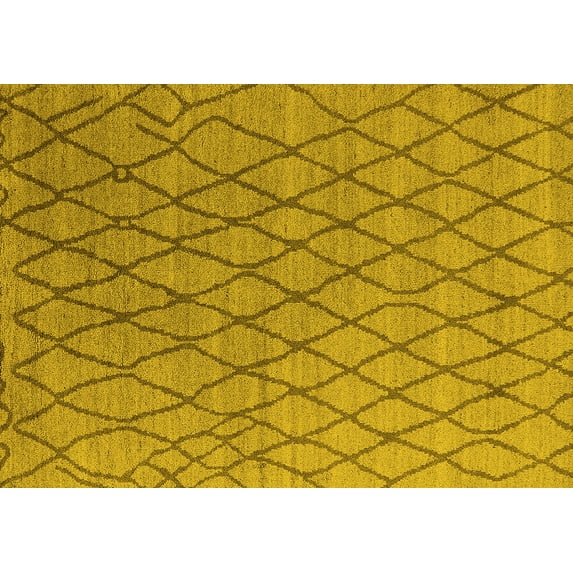 Ahgly Company Machine Washable Indoor Rectangle Oriental Yellow Industrial Area Rugs, 7' x 9'