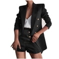 thumbnail image 2 of qolati Blazers Shorts Set for Women Elegant 2 Piece Business Work Outfits Dressy Long Sleeve Open Front Blazer Short Suits, 2 of 6