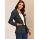 thumbnail image 3 of Blazers para mujer Chaqueta tipo blazer a cuadros con solapa con muesca Boyfriend Gris Negro S, 3 of 6