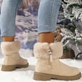 thumbnail image 6 of Xfvqtps Womens Snow Boots Zipper Up Plush Fleece Line Suede Upper Chunky Heel Solid Color Non Slip Winter Ankle Boots Round Toe Zipper Short Tube Plus Velvet Casual Student Cotton Shoes Beige, 6 of 6