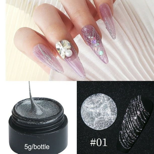 Fiudx Esmalte de Uñas Spider G-Um, Pegamento de Diamante Intermitente, Pegamento Pintado, Elasticidad