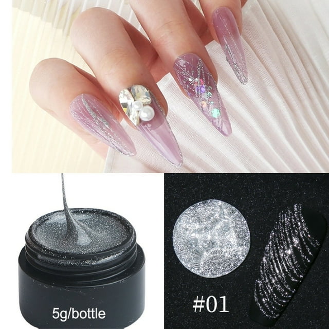 Fiudx Esmalte de Uñas Spider G-Um, Pegamento de Diamante Intermitente, Pegamento Pintado, Elasticidad