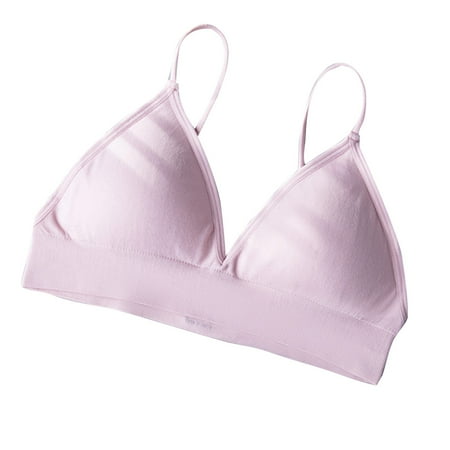 Kaemgyyd Women s Seamless Plunge Bra Cute Deep V-Neck Wireless Comfort Bra Fashion Spaghetti Strap Triangle Sport Bras