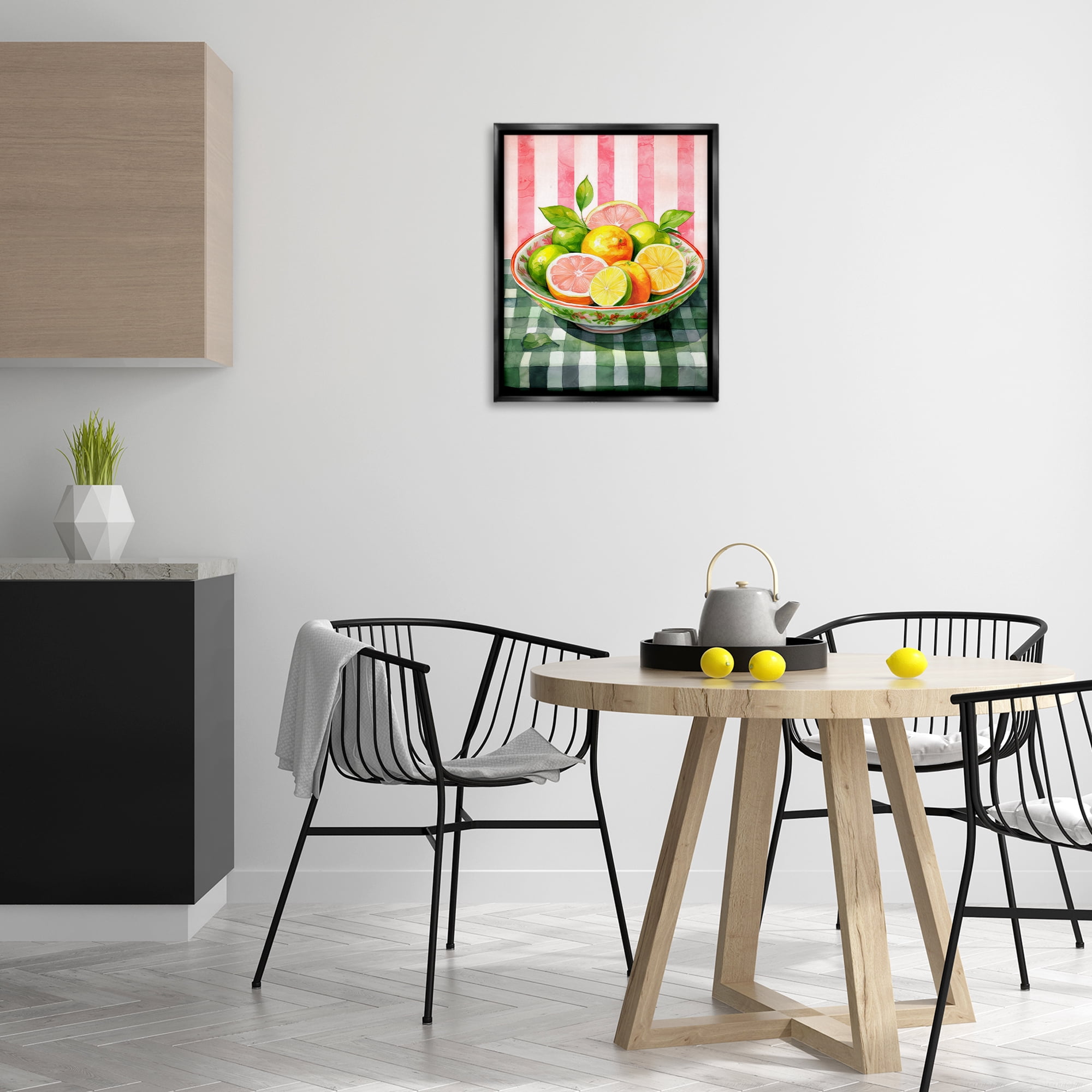 Stupell Industries Mixed Citrus Bowl Food & Beverage Painting Black Floater Framed Canvas Art Print Wall Art, 17 x 21