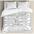 thumbnail image 3 of Quote Duvet Cover Set Twin Size, Minimalist Monochromatic Tribal Boho Style Rays Lines and Interlace Arrows, Decorative 2 Piece Bedding Set with 1 Pillow Sham, Charcoal Grey White, by Ambesonne, 3 of 3