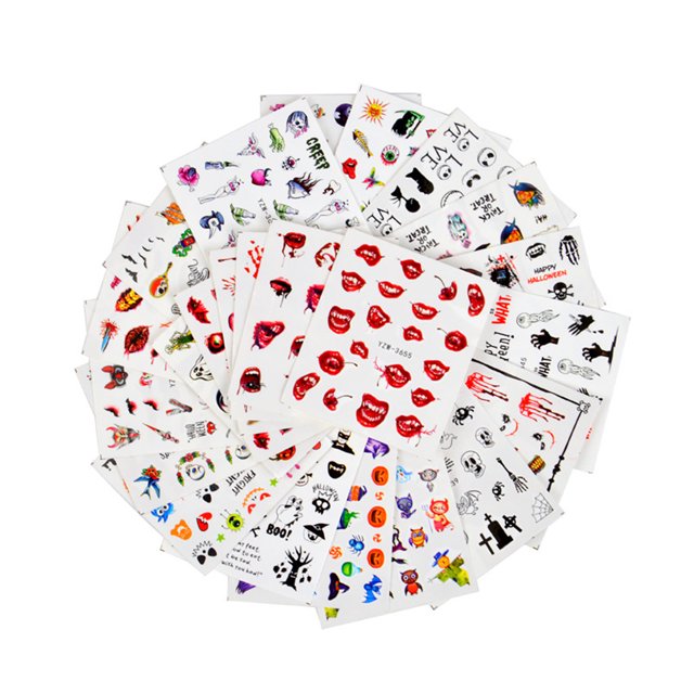 De Pegatinas De Arte De Uñas De Halloween Pegatinas De Papel De Transferencia De Agua Ojos Sangre Mano Calabaza Pegatinas De Uñas Calcomanía De Arte De Uñas 24 Hojas Moyic HA037794-00
