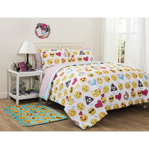 Yellow 4 Piece Queen Comforter Set Veratex Emoji Madness 4 Pc