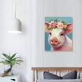 thumbnail image 3 of ONETECH Pink Pig Wall Art Print Funny Animal Prints with Flowers Pig Pictures Canvas Wall Decor Cute Piggy Headband Floral Canvas Bedroom Nursery Decoration Artwork for Living Room Framed 16\x20\, 3 of 4