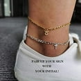 thumbnail image 5 of Stainless Steel White Gold Plated 4mm Figaro Link Anklet, Zodiac, Constellation, Horoscope Cubic Zirconia Ankle Bracelet Silver, Scorpio, 5 of 7