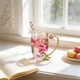 thumbnail image 4 of 4.7x3.5 Inch Rose Enamel Glass Mug, Lead Free Tea Cup With Matching Spoon, Premier Gift for Mom's Day Birthday, Multicolor, 4 of 7