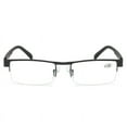 thumbnail image 5 of 1 Pair Mens Rectangular Metal Half Frame Reading Glasses Spring Hinge Black Readers +2.00, 5 of 6