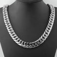 thumbnail image 2 of QQTDFG HEAVY 20mm Silver Cut Curb Cuban Link Chain 316L Stainless Steel Men's Necklace-Silver-20mm-9.5 inch, 2 of 2