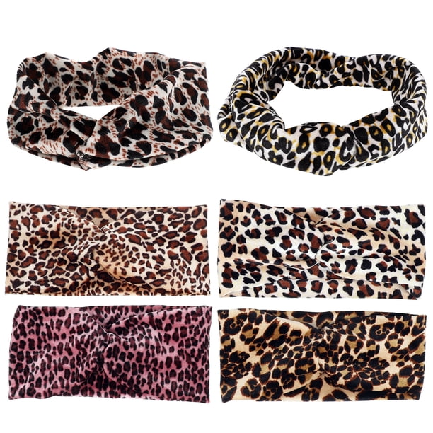 WORGEOUS Bandas de cabello de leopardo para la cabeza de la cabeza deportiva de 6 piezas para el ejercicio de yoga para el ejercicio de leopardo