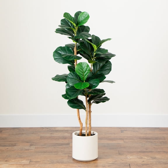 Nearly Natural Fiddle Leaf Artificial Potted Tree - 4'