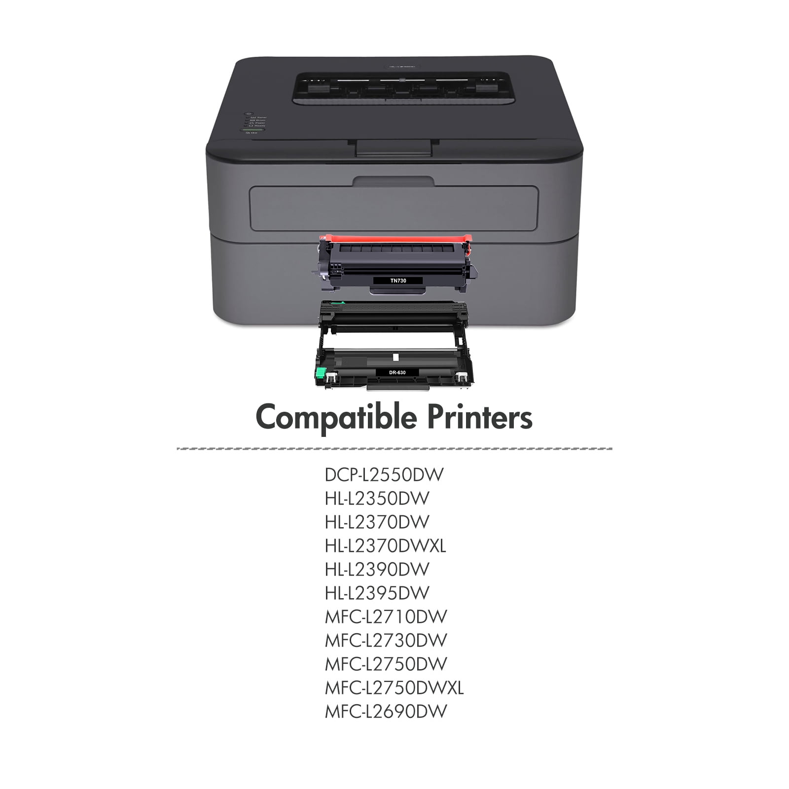 Unité Tambour De Rechange DR730 Compatible Brother - Pour Imprimantes HL-L2350DW, MFC-L2750DW, Etc. - Rendement 12000 Pages - 6