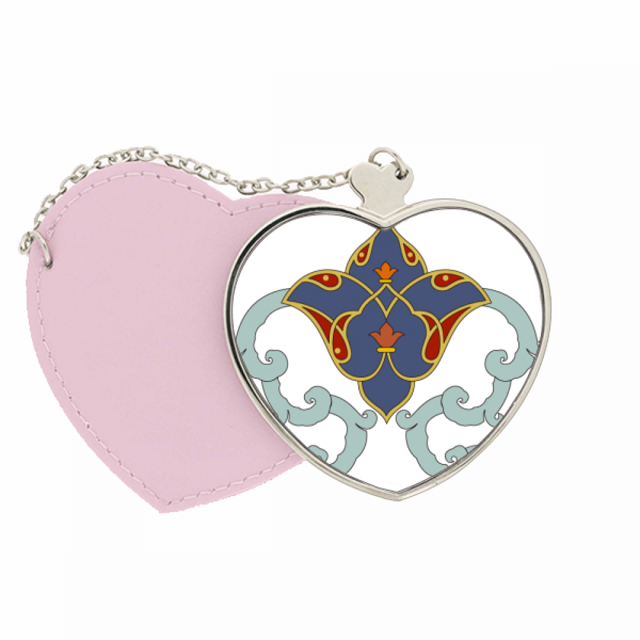 Colorful Modern Flower Leaf pautas paralelas Bolsa de viaje Mirror maquillaje corazón rosa