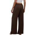 thumbnail image 6 of Oksale Summer Casual Pants for Women Tall Cozy Elastic Drawstring High Waisted Pants with Pockets Spring Loose Fit Straight Leg Pants Coffee S, 6 of 9