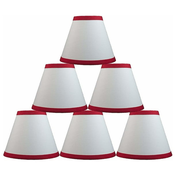 Urbanest White Cotton With Red Trim, Red Chandelier Lamp Shades Set Of 6