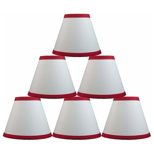 Urbanest White Cotton With Red Trim Chandelier Lamp Shade 3x6x5 Set Of 6 Com Urbanest White Cotton With Red Trim, Red Chandelier Lamp Shades Set Of 6