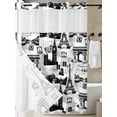 thumbnail image 3 of No Hook Shower Curtain with Snap-in Liner, Paris Tower Waterproof Fabric Bathroom Curtains, Vintage Architectural Hand-Painted Aesthetic Bath Curtains & Mesh Top Window 60"x72", 3 of 9
