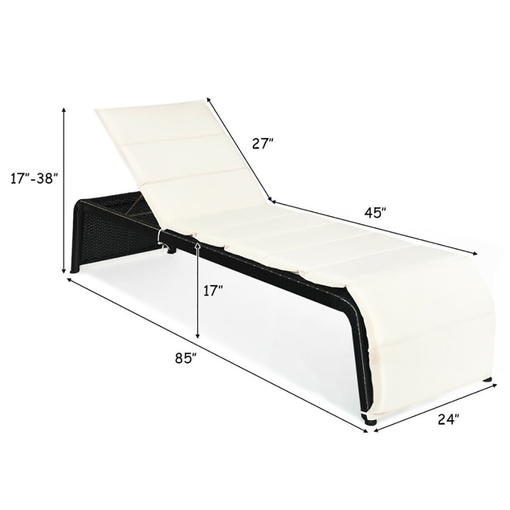 Aimee Lii Patio Rattan Lounge Chair Back Adjustable Chaise Recliner with Cushioned, Patio Loungers, White Aimee Lii Patio Rattan Lounge Chair Back Adjustable Chaise Recliner with Cushioned, Patio Loungers, White