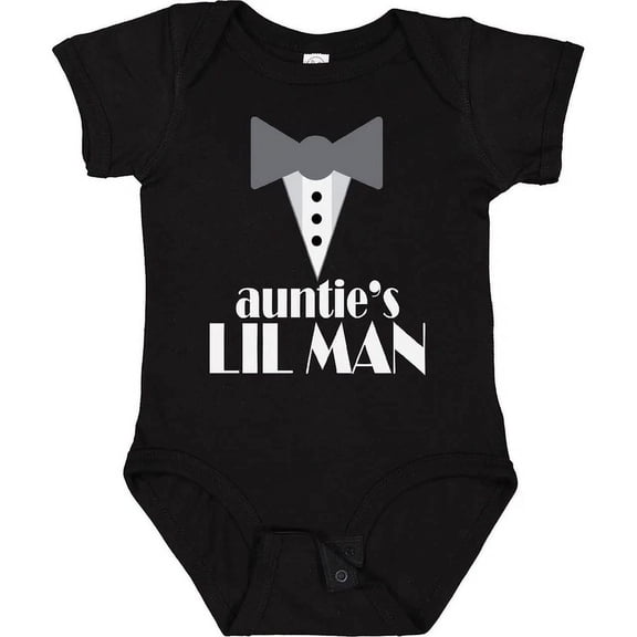 Baby Bodysuit BELLA CANVAS Auntie Lil Man Tuxedo Front Baby Bodysuit Aunt From Aunty Childs Kids