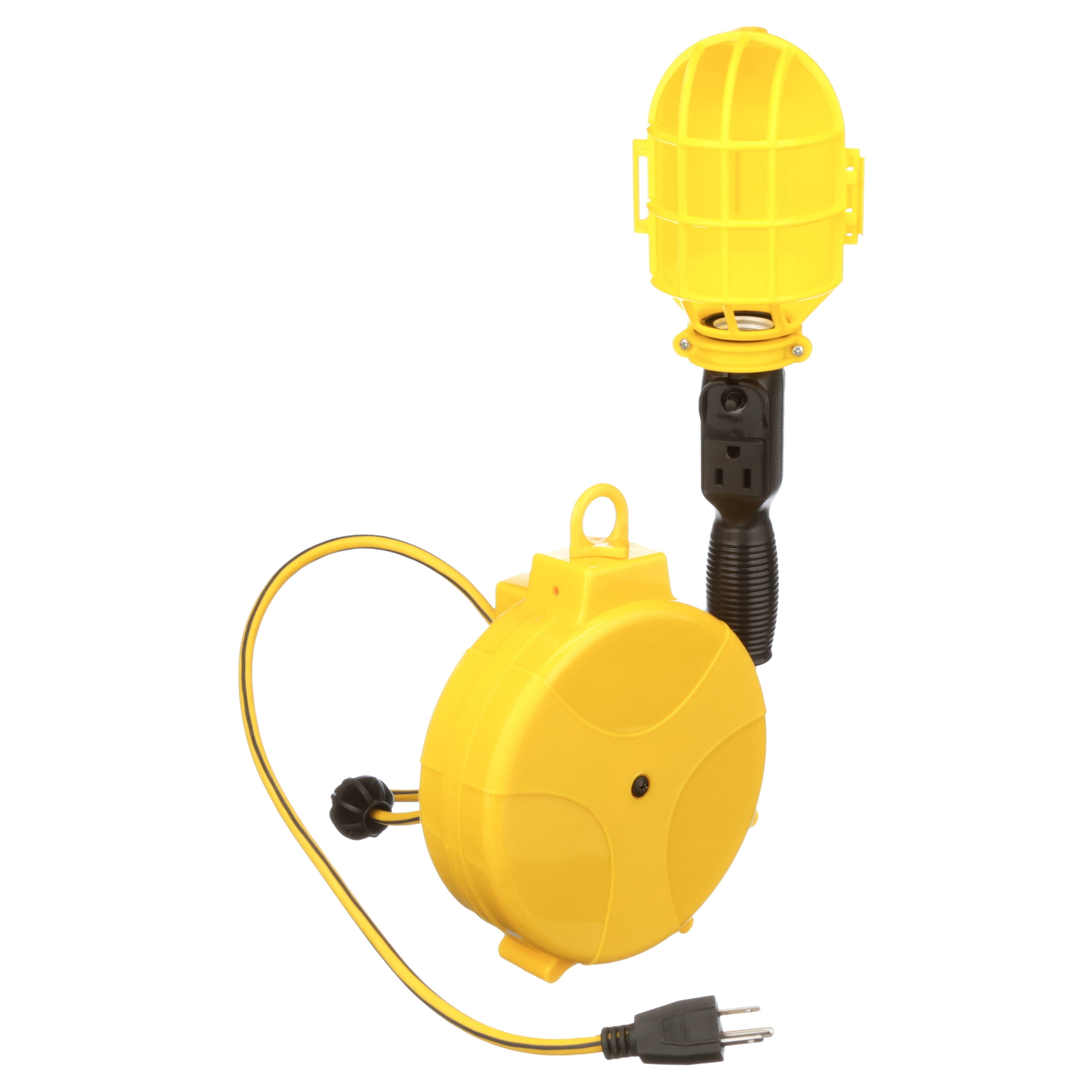 Designers Edge E216 20' Yellow Retractable Cord Reel with Handheld Work Lights