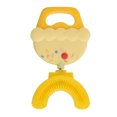 thumbnail image 3 of Cepillo de dientes en forma de U para niños, cepillo de dientes de limpieza con cabezal de silicona portátil de viaje con dibujos animados bonitos para niños, amarillo, 3 of 9
